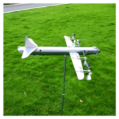 Produktbild von Flugzeug-Windspinner aus Metall, handgefertigte Wetterfahne für Flugliebhaber