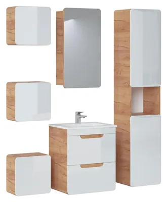 Produktbild von Design Badezimmer Möbel Bad 6 tlg. Set Garnitur Schrank Waschbecken Gruppe