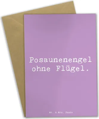 Produktbild von Mr. & Mrs. Panda Glückwunschkarte Spruch Engel Posaune - Lavendeltraum - Geschenk, Orchester, Musikerwitz, Musikerspruch, Musik, hochzeitskarten, Lernen, Instrument