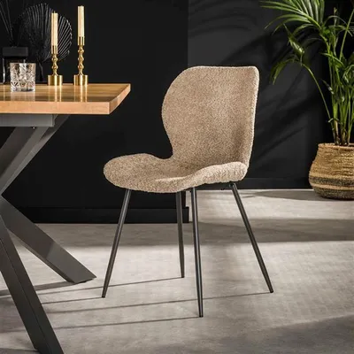 Produktbild von Hoyz-Kollektion – Rundrohrstuhl 4-teilig – Bouclé-Sandfarbe