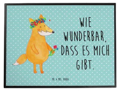 Produktbild von Mr. & Mrs. Panda tischschutz Fuchs Blumen - Türkis Pastell - Geschenk, schreibtischunterlage, Unterlage Schreibtisch, Selbstbewusst, Boho, Mich, Schreibunterlage, Blume