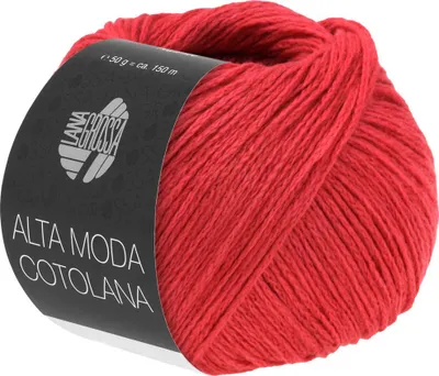 A ball of red yarn with a label.