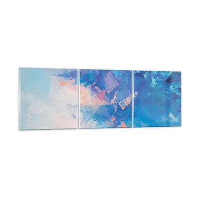 Produktbild von Bilder auf glas - 3 Teile - Abstraktion blau gemalt - 150x50cm - Glasbilder - Wandbilder - Bilder - zum Aufhängen bereit - Wanddekoration aus Glas - Glas Bilder - Wandbild auf Glas - GCA150x50-4570