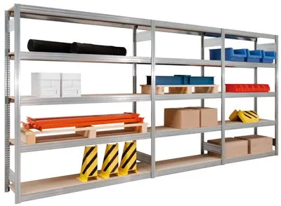 Produktbild von Großfachregal, verzinkt, Anbaufeld, 7 Lagerebenen mit Spanplattenboden, Fachlast 250 kg, BxTxH 1005x600x3000 mm