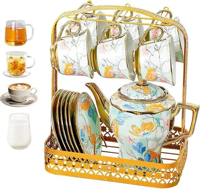Imagen del producto de Juego de té de porcelana Silecomplaza, de 13 piezas