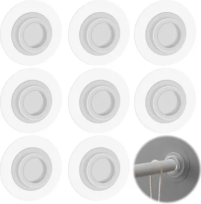Produktbild von Duschvorhangstangenhalter selbstklebend, 8 Stück, transparent, für Wandmontage ohne Bohren