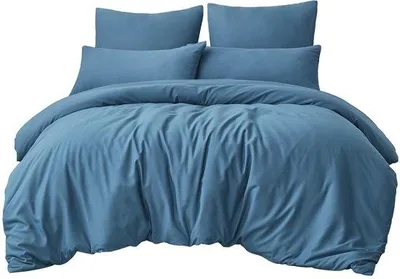 Produktbild von Unyqoos® Mikrofaser-Bettwäsche-Set 3-teilig 200x200 cm + 2x80x80 cm, weich & bügelfrei, atmungsaktiv, Reißverschluss, Eckbänder, blau, waschbar bis 60°C