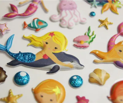 Produktbild von Wiederverwendbare Aufkleber - Aus Schaumstoff - Meerjungfrau - Glitter