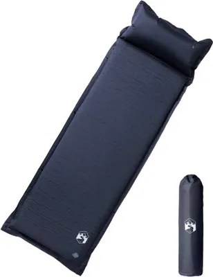 Image de Matelas de camping autogonflant avec oreiller 1 personne gris