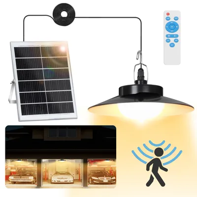 Produktbild von LED Solarlampe Bewegungsmelder Außen Pendelleuchte IP65 Wasserdicht Gartenleuchte Dimmbar 5 Modi mit Fernbedienung, Warmweiß, 1 Lampe