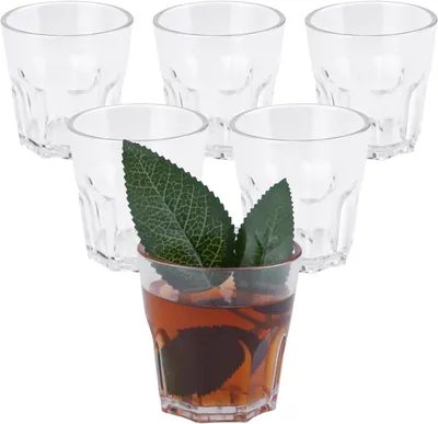 Produktbild von Plastik Trinkbecher 6 Stück, Wiederverwendbar, Transparent, Stapelbar, Für Party und Camping