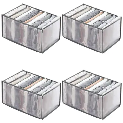Produktbild von Kleiderschrank-Organizer 4er Set Nylon-Mesh Schubladen-Box Faltbar Waschbar Atmungsaktiv