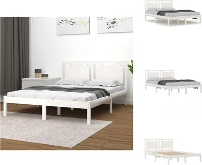 Produktbild von vidaXL Massivholzbett Weiß 120x200 cm -  Betten & Bettgestelle