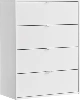 Produktbild von mokebo Kommode mit 4 Schubladen in Weiß aus Holz 'Die Stilvolle', Highboard, Anrichte, Sideboard aus Holz mit 80x95x40cm (B/H/T), Nachttisch, Schubladenschrank für Schlafzimmer, Flur & Kinderzimmer
