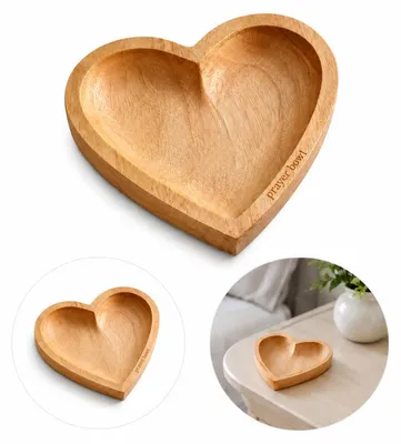 Produktbild von Handgefertigte Herz Holzschale Gebet & Meditation, Naturholz Deko Schale Geschenk für Muttertag Hochzeit Geburtstag