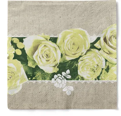 Produktbild von Tissue Serviette Lovely Roses in Gelb, 3-lagig, 40 x 40 cm, 100 Stück - Mank