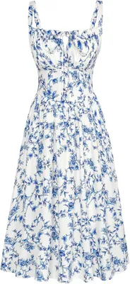 Productafbeelding van Dames zomerjurk met bloemenprint, lang model met spaghettibandjes en zijzakken