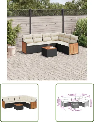 Produktbild von The Living Store 7-tlg. Garten-Sofagarnitur mit Kissen Schwarz Poly Rattan
