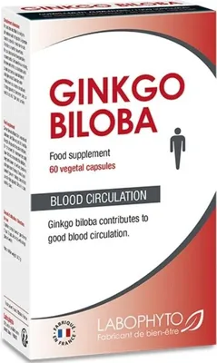 Produktbild von Ginkgo Biloba Nahrungsergänzungsmittel Blutzirkulation 60 Kap