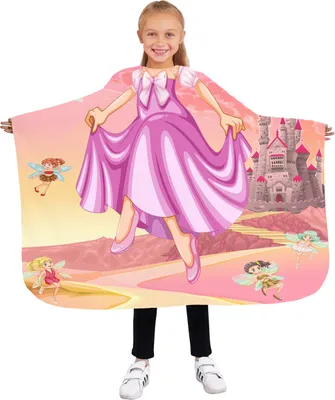Produktbild von Kinder Friseurumhang, 85x110 cm, Professionelle Salon-Schürze, Schönheitssalon und Heimgebrauch, Bunt, Motiv Princess [111]