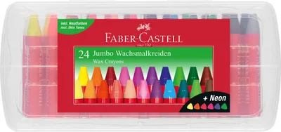 Image de Faber-Castell 120034 FABER-CASTELL Craie de cire triangulaire Jumbo, étui de 24 pièces