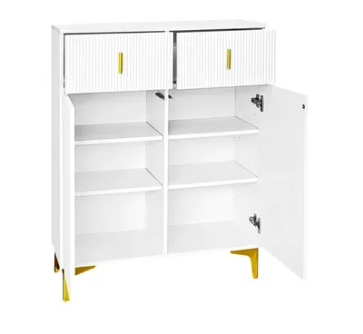 Obrázek produktu pro Skříňky do předsíně - Garderobová skříň s lavicí - 60,5 × 180,5 × 35,2 cm - Sedák - Police na boty - Rám z dřeva - Bílá barva