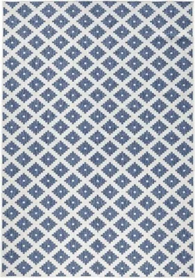 Zdjęcie produktu dla Dywan na taras 80x150cm, niebiesko kremowy dwustronny, sznurkowy płasko tkany