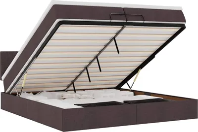 Produktbild von vidaXL Ottoman-Bett mit Matratze Dunkelbraun 200x200 cm Stoff