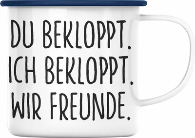 Produktbild von Trendation - Beste Freunde Emaille Tasse Geschenk Beste Freundin Freund Emaille Emaille Tasse Geschenkidee BFF Allerbeste Freundin Spruch Geburtstag Freundinnen (Blau)
