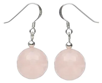 Produktbild von Ohrringe Ohrhänger aus echtem Rosenquarz & 925 Silber Ø14mm facettiert Damen
