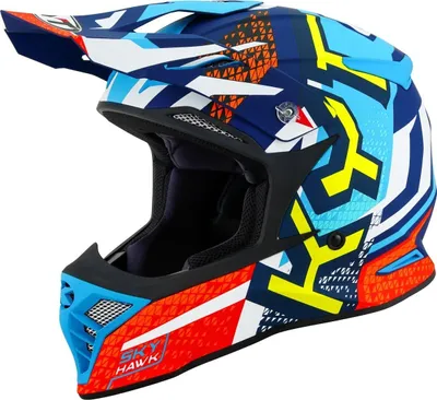 Immagine prodotto di Casco da motocross KYT Skyhawk Hyperflow, blu opaco/rosso, M (57/58)