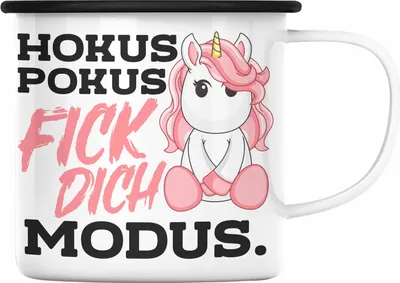 Produktbild von Trendation - Lustige F Dich Modus Emaille Tasse Mit Spruch Einhorn Emaille Emaille Tasse Geschenk Mama Freundin Kollegin Geschenkidee Arbeit Frauen (Schwarz)
