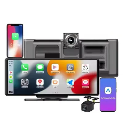 Zdjęcie produktu dla YUEHOO 10,26 cala 2 obiektywy 4K Radio samochodowe MP5 Odtwarzacz GPS Stereo Android Carplay Kamera samochodowa Rejestrator bezprzewodowy Kamera dwukanałowa