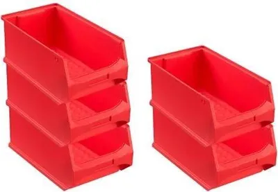 Produktbild von SparSet 5x Rote Sichtlagerbox 4.0 | HxBxT 15x20x35cm | 7,2 Liter | Sichtlagerbehälter, Sichtlagerkasten, Sichtlagerkastensortiment, Sortierbehälter
