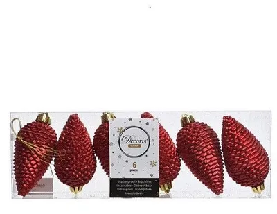 Produktbild von Christbaumschmuck Zapfen bruchfest Ø 4,5 cm H 8 cm 6 Sück rot