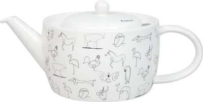 Immagine prodotto di Könitz Teekanne mit Sieb Picasso Animaux, in Geschenkbox, Bone China, Schwarz, 1400 ml, 11 5 263 0104