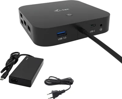 Obrázek produktu pro i-tec USB-C HDMI DP Docking Station with Power Delivery 65W + Universal Charger 77 W - Kabelgebunden - USB 3.2 Gen 1 (3.1 Gen 1) Type-C - 65 W - 3,5 mm - 10,100,1000 Mbit/s - Schwarz