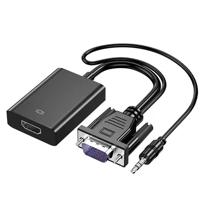 Produktbild von VGA zu HDMI Adapter mit Audio & USB-Ladekabel | 1080P 60Hz Stecker-Buchse Konverter für ältere PCs, Monitore, Projektoren, TVs und HDTVs