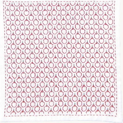Produktbild von Olympus Hitomezashi Sashiko Stickpackung "Taschentuch iine Apple", Stoff bedruckt, 20x20cm, Original aus Japan
