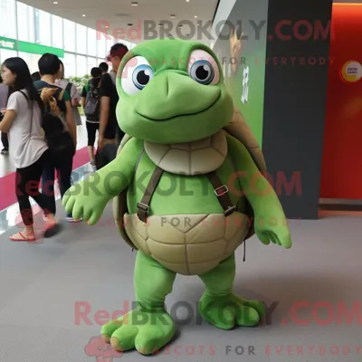 Produktbild von Maskottchenkostüm REDBROKOLY Olive Turtle mit Minirock und Messengerbag