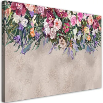 Produktbild von Leinwandbild gemähte blumen 120x80 cm Feeby beige wandbild bereit zum aufhängen