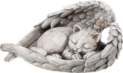 Produktbild von Grabschmuck mit Engelsflügel - Grabstein - Grabdeko - Hundegrab - Frostfest - wetterfest  Katze