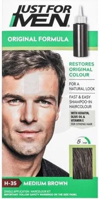 Produktbild von Just For Men Shampoo-in Haircolour farbiges Shampoo für Männer H35 Medium Brown 66 ml