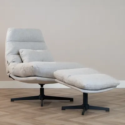 Produktbild von Bronx71 Sessel mit Hocker Cristo Leinen drehbar taupe