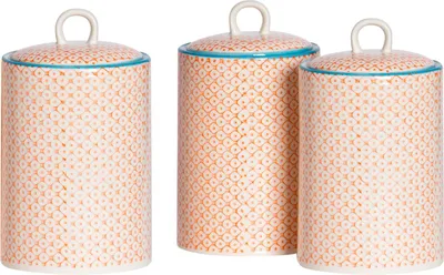 Produktbild von Nicola Spring handbedruckte Küchenkanister – 1 Liter – Orange – 3er-Pack
