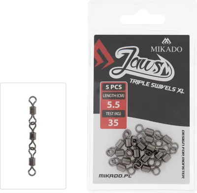 Immagine prodotto di Mikado Wirbel - JAWS TRIPLE SWIVELS XL - 35 kg - 5 pezzi.