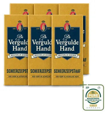 Productafbeelding van 6 x Scheerzeepstokjes van De Vergulde Hand - 75 g - Voordeelverpakking - 6 stuks