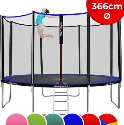 Produktbild von Trampolin - mit Sicherheitsnetz, Leiter, Randabdeckung, 366 cm, Farbwahl - Outdoor Indoor Gartentrampolin, Trampoline Farbe: Blau