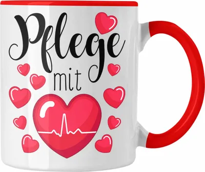 Produktbild von Trendation - Pflege Tasse Geschenk Pflege Mit Herz Altenpflege Krankenpflege Pflegerin Pfleger Geschenkidee Dankeschön Danke (Rot)