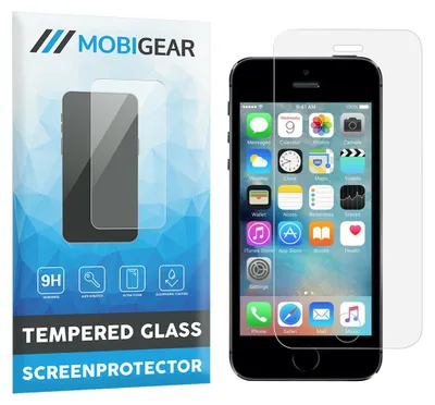 Produktbild von Mobigear iPhone 5S Schutzglas, gehärtetes Glas, Displayschutz – kompatibel mit Hüllen